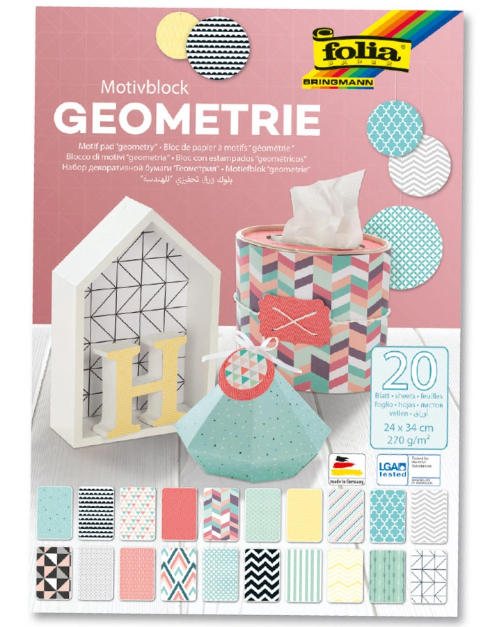 Motivblock GEOMETRIE 20 Blatt in bunt