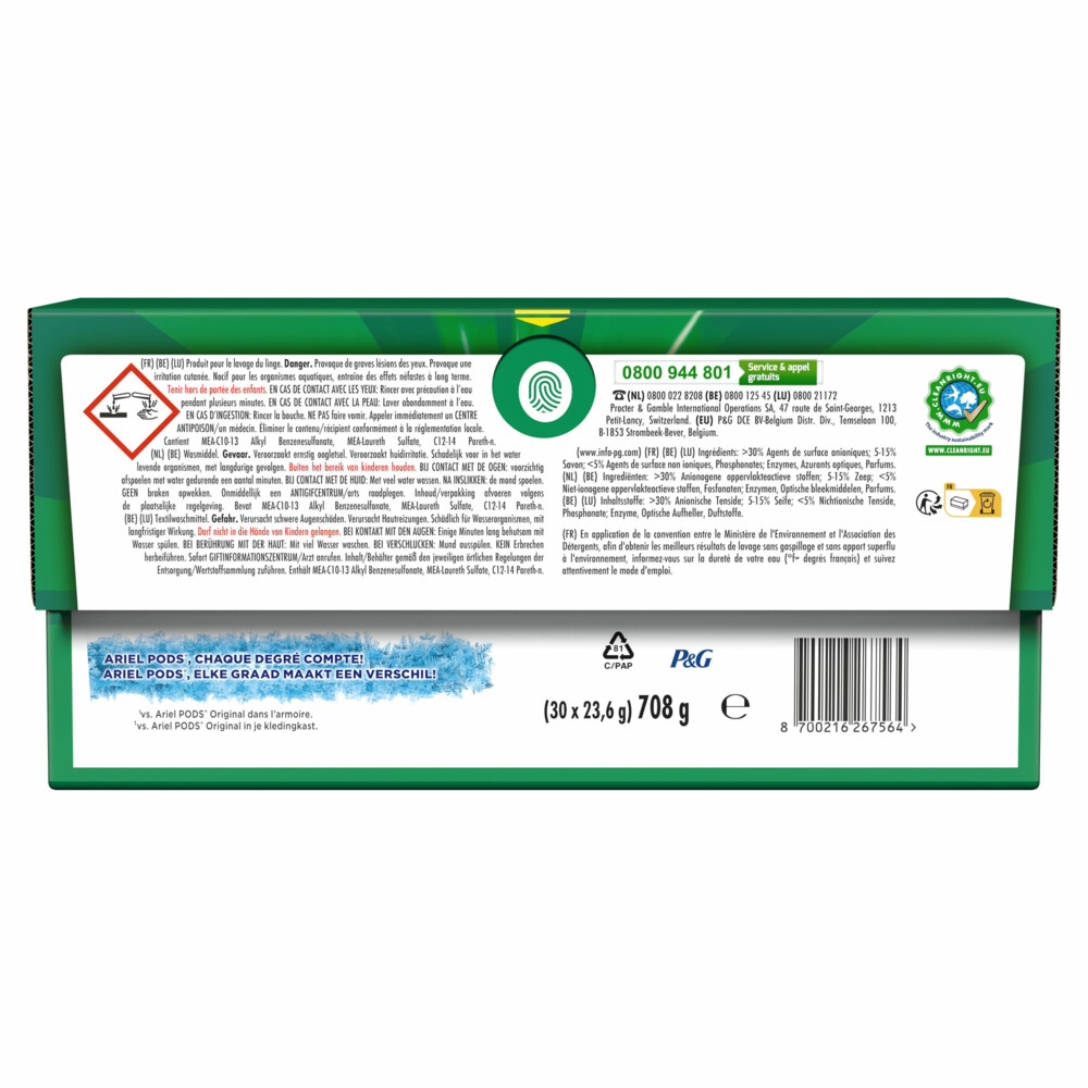 Ariel 4in1 Wasmiddel Pods Actieve Geurbestrijding30 stuks