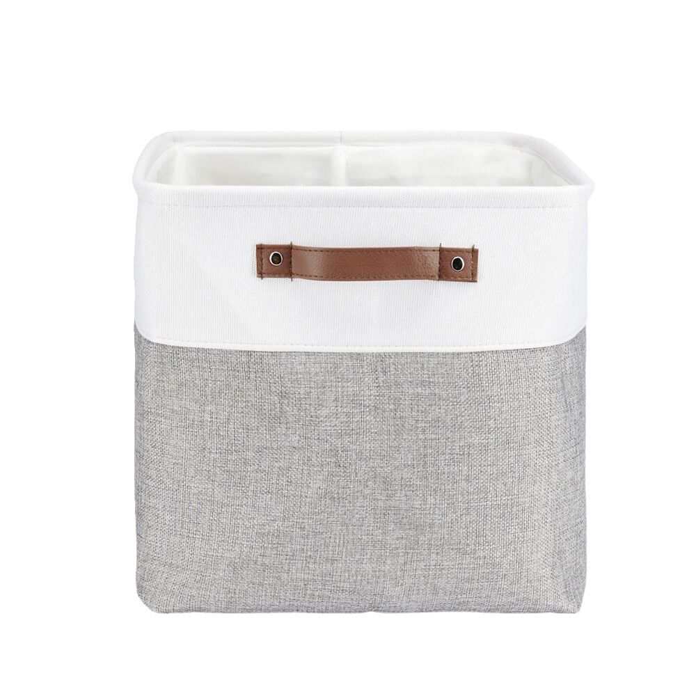Panière de rangement Box Cube tissu 31x31xH29cm (2 modèles beige ou gris)
