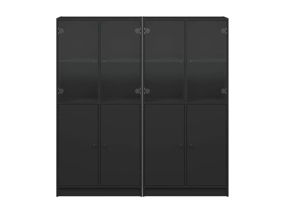 Bibliothèque avec portes noir 136x37x142 cm bois d'ingénierie