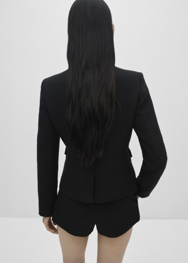 MANGO Pocket tweed jacket Black