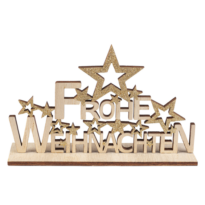Deko-Schriftzug - Frohe Weihnachten - aus Holz - ca. 18 x 4 x 12 cm