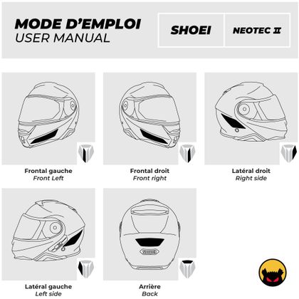 Stickers Réfléchissants Fear The Yellow Bear REPLICA SHOEI NEOTEC 2 ET 3 - Blanc