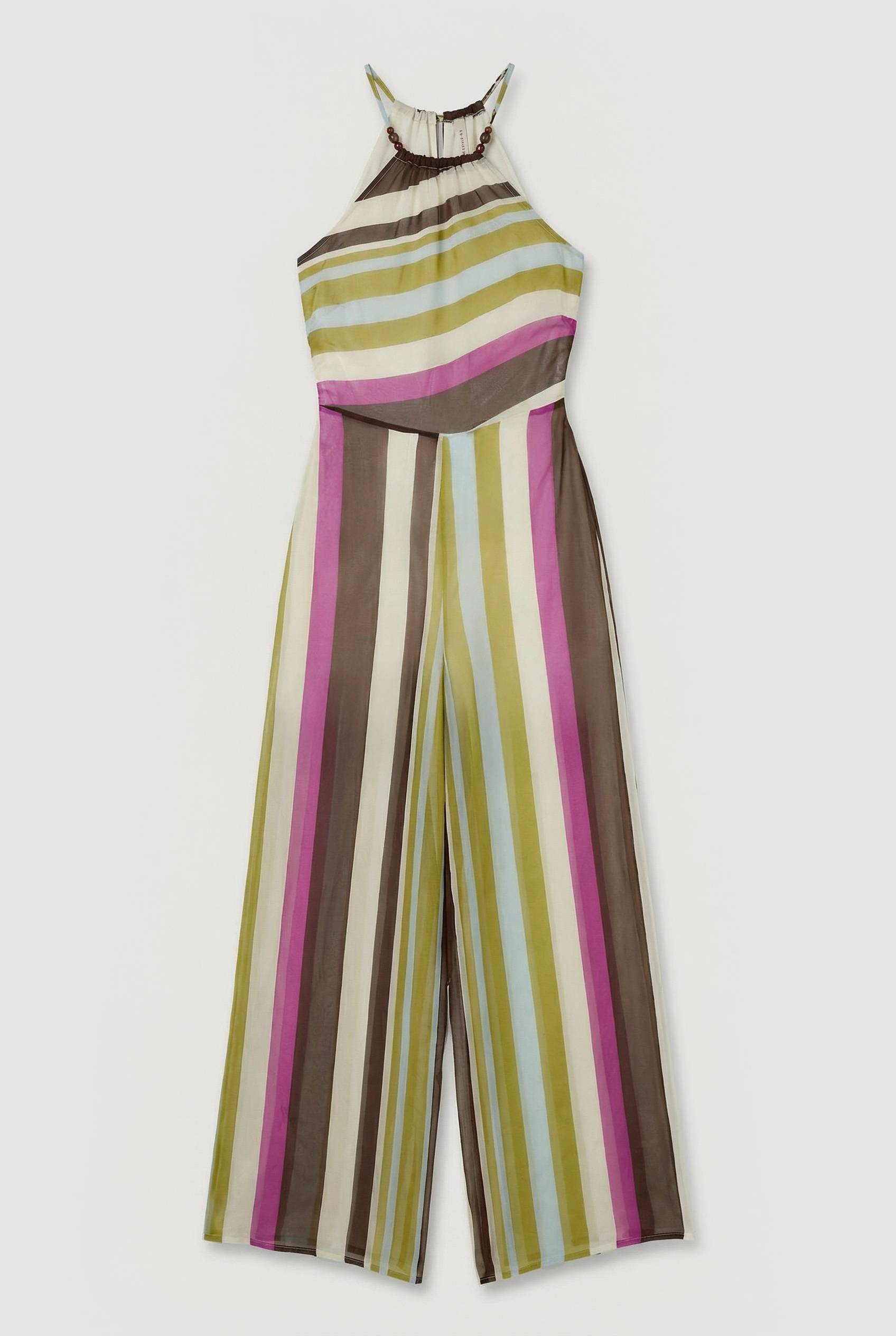 KarenMillen Combinaison De Plage En Viscose Georgette À Rayures