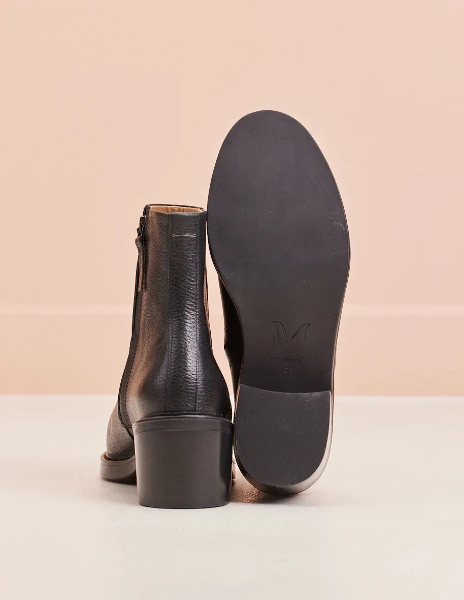 Bottines en cuir grainé Véronique M.Moustache
