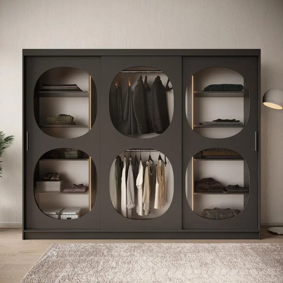 Meubella - Kledingkast Bravanti - Zwart - 250 cm