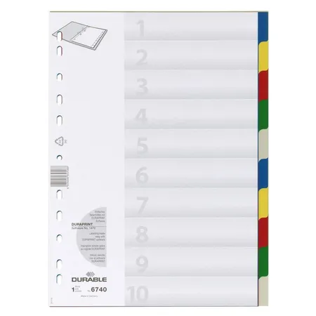Durable 674027 Register mit farbigen Taben, 10-fach Teilung, farbiger Ablauf-Verlauf