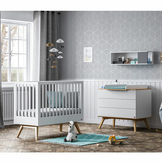 Chambre DUO Lit 70x140 Commode NATURE Blanc - VOX