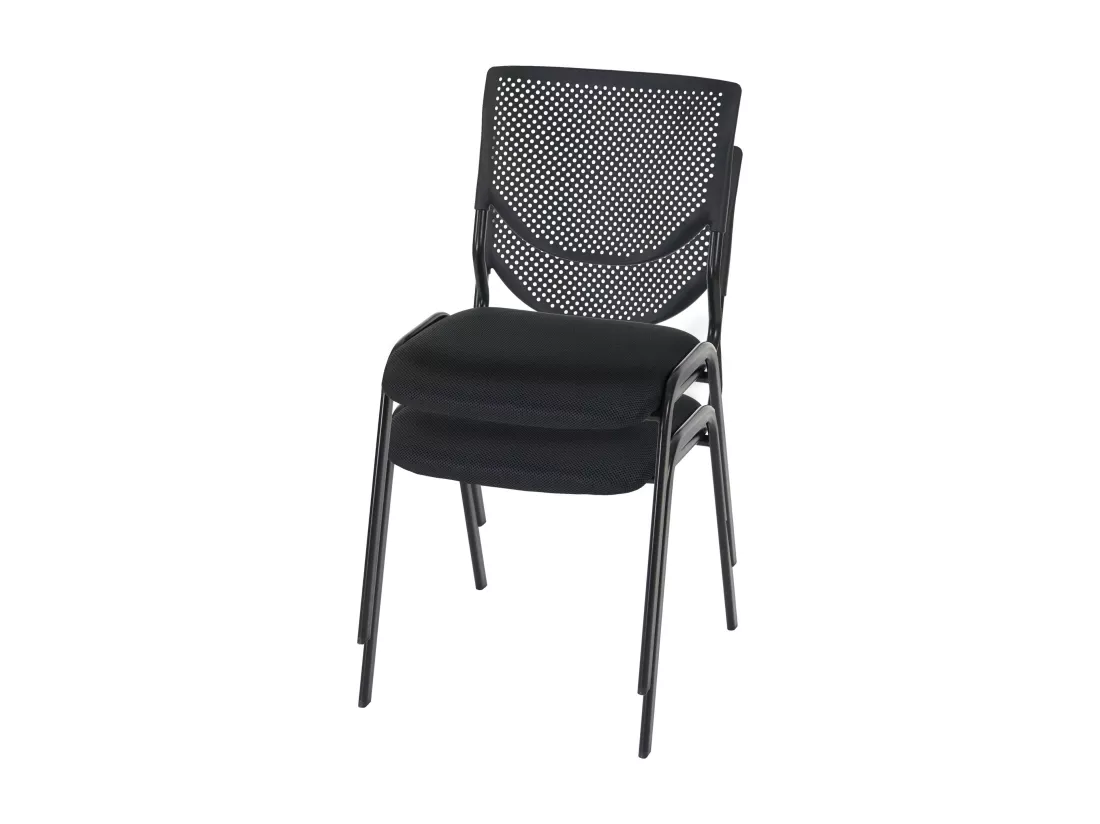 Chaise visiteur H401 Empilable (lot de 2), siège noir, pieds noirs