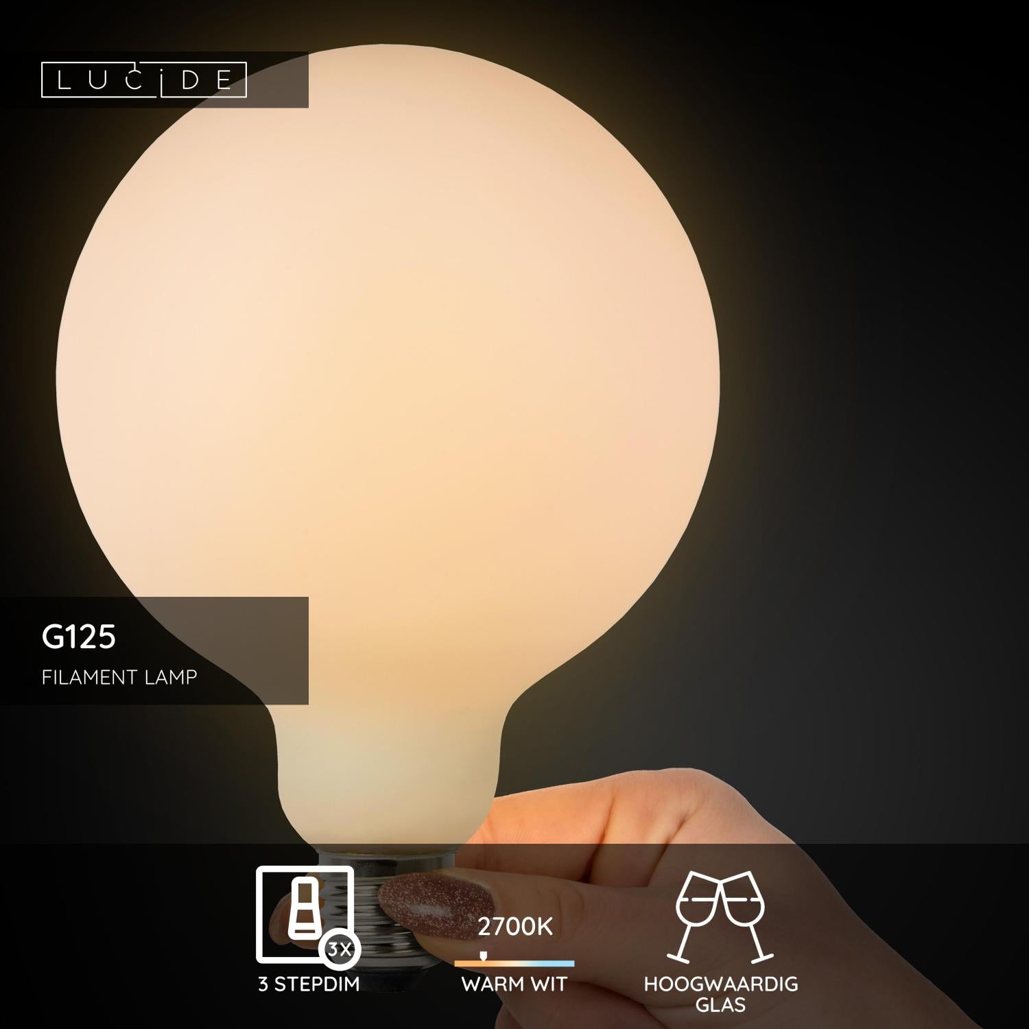 Lucide G125 Filament lamp - Opaal (set van 2)