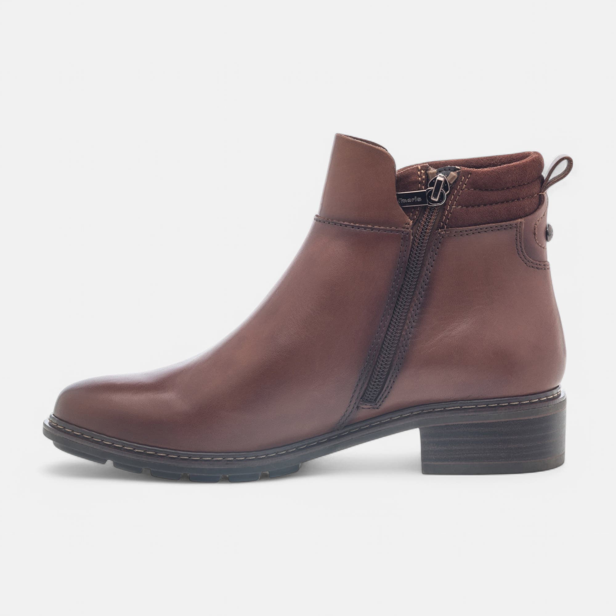 Bottines Femme en cuir cognac