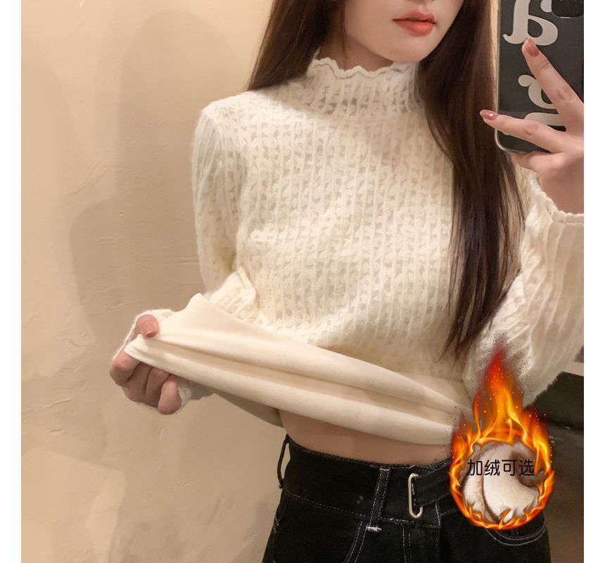 Essere - Blouse met lange mouwen en hoge hals en kant