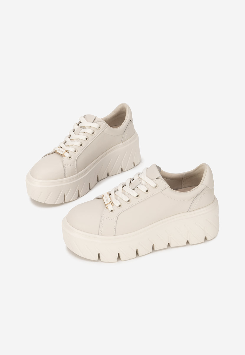 Baskets pour femme en cuir beige Nabashia V2