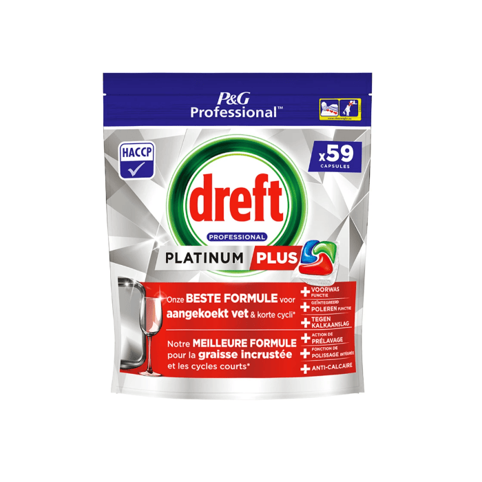 Dreft Professional All-In-One Platinum  Vaatwastabletten Regular (59 vaatwasbeurten) 8700216352956