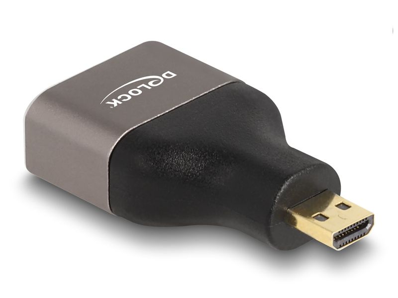 Delock Adapter 8K 60 Hz HDMI - Micro-HDMI (HDMI-D) Delock HDMI Adapter Micro-D Stecker zu A Buchse 8K 60 Hz grau Metall