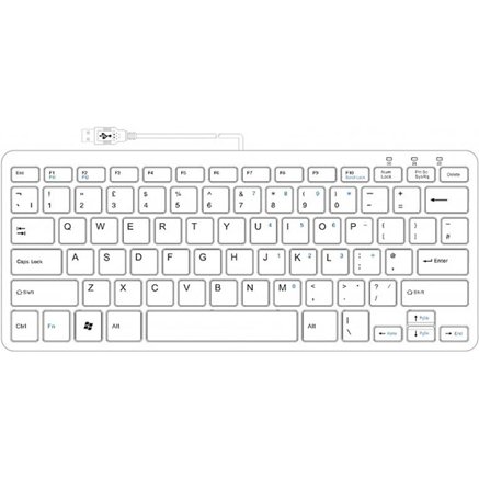 R-Go Tools Clavier ergonomique R-Go Compact, design plat, mini-clavier, QWERTY (UK), filaire, blanc