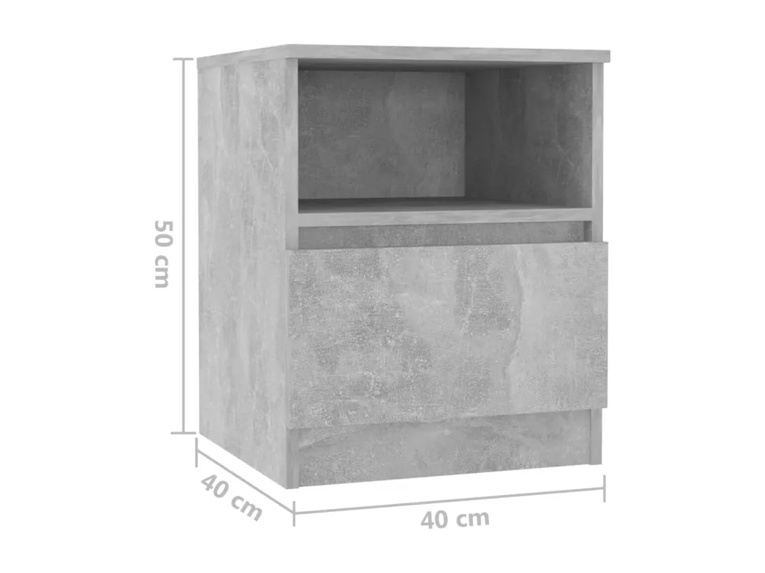 Tables de chevet 2 pcs Gris béton 40x40x50 cm Aggloméré