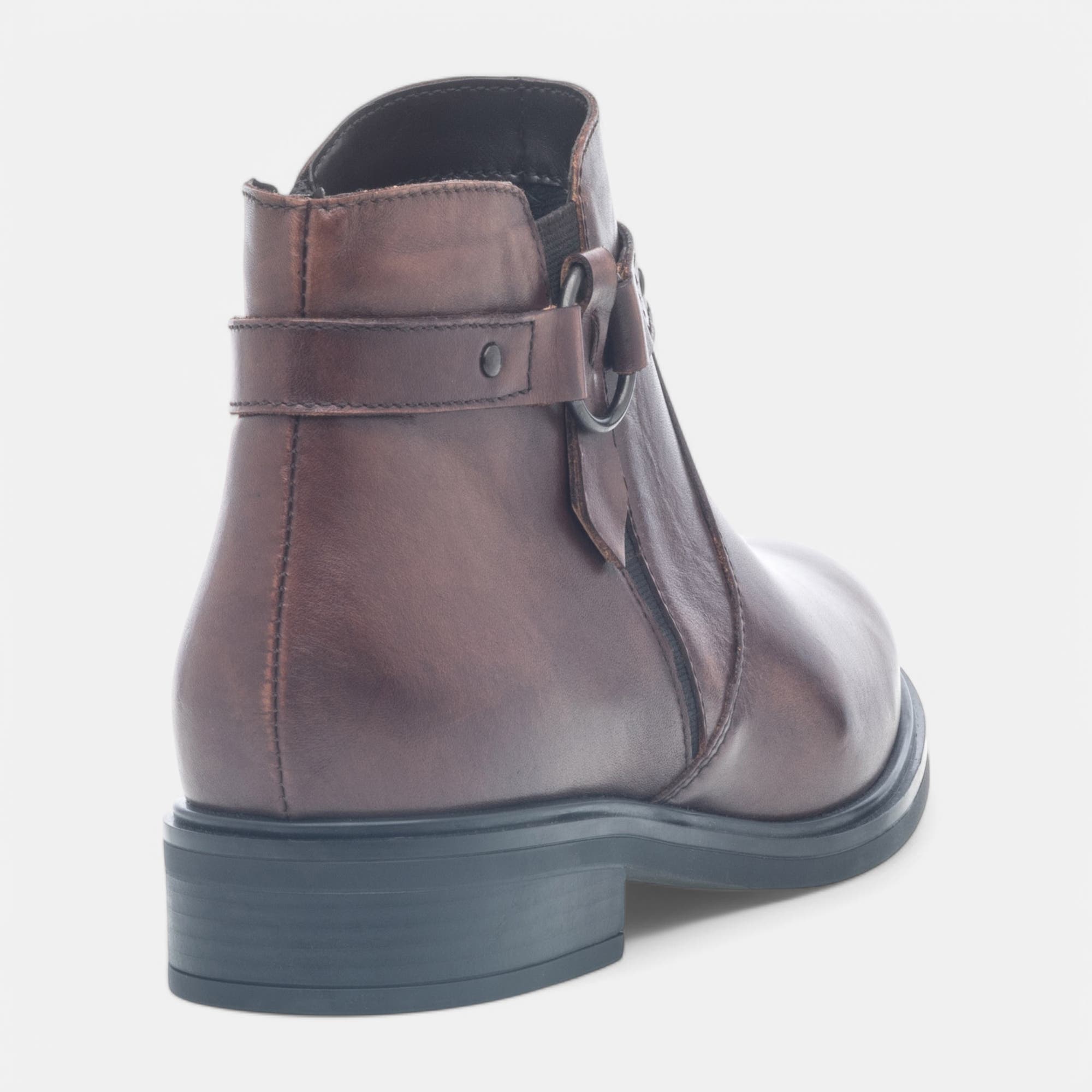 Bottines Femme en cuir cognac