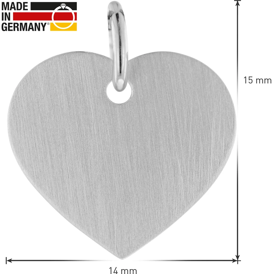 trendor Gravur-Anhänger für Kinder Weißgold 333 (8 Karat) Herz 14 mm silver
