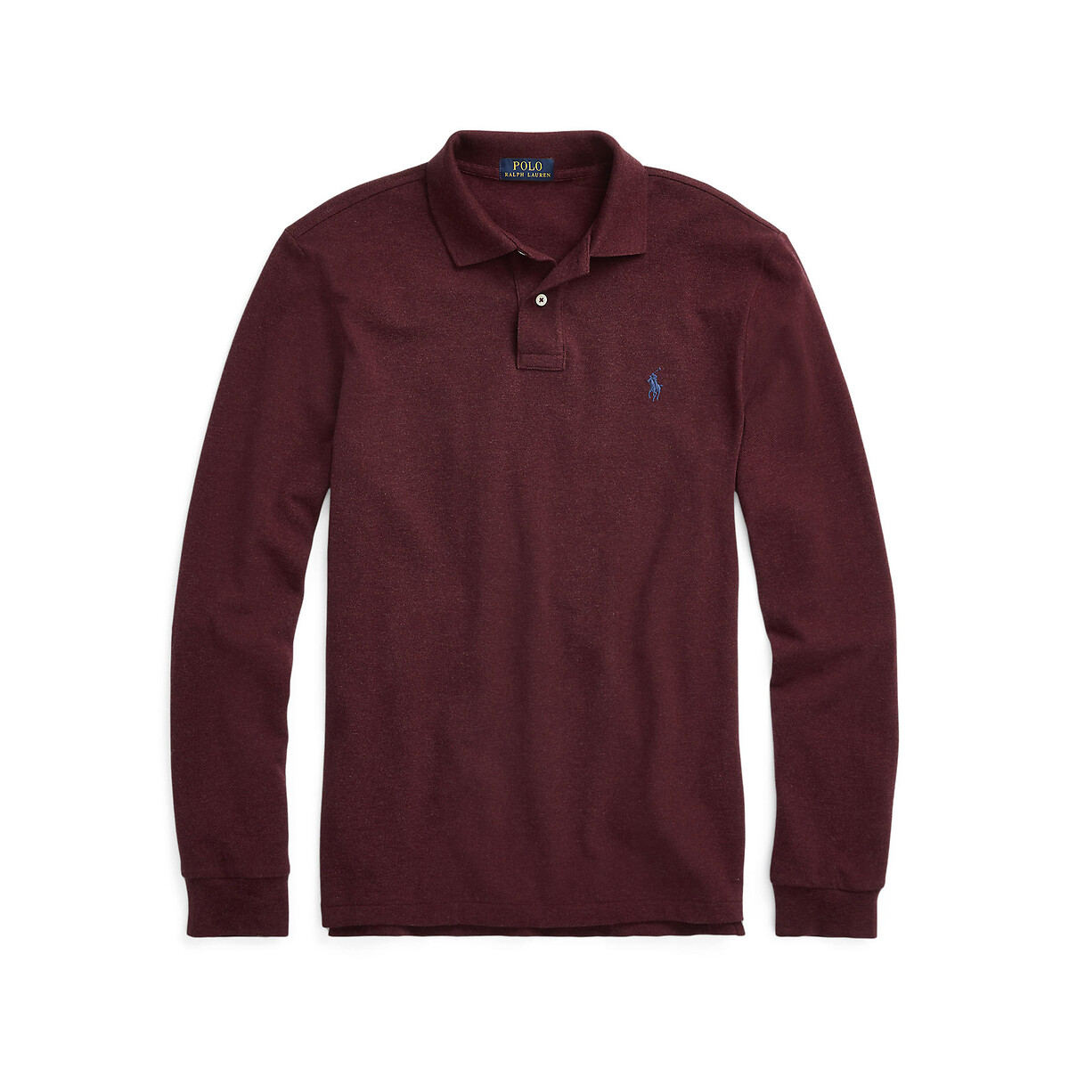POLO RALPH LAUREN<br>Polo de manga comprida com corte justo em piqué