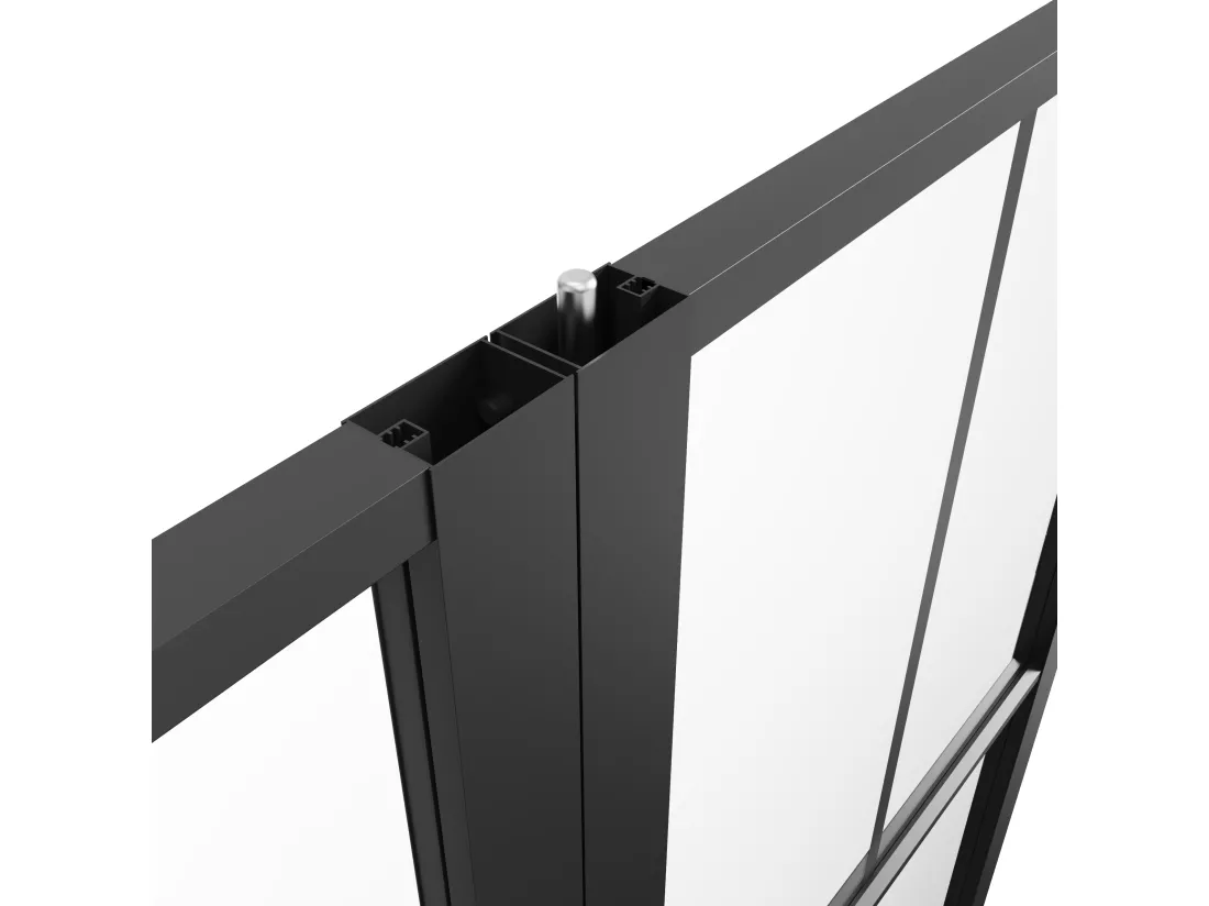 Bloc porte à deux battants en aluminium et verre dépoli - 2 x H204 x L83 cm - Noir - SEROTO