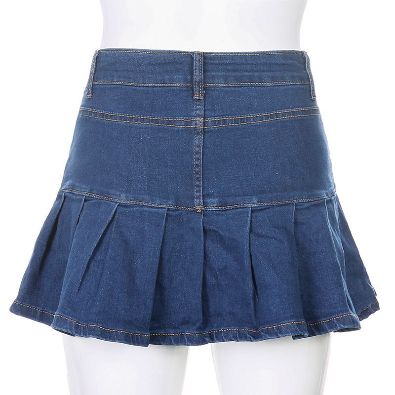 Cincine - Geplooide denim rok
