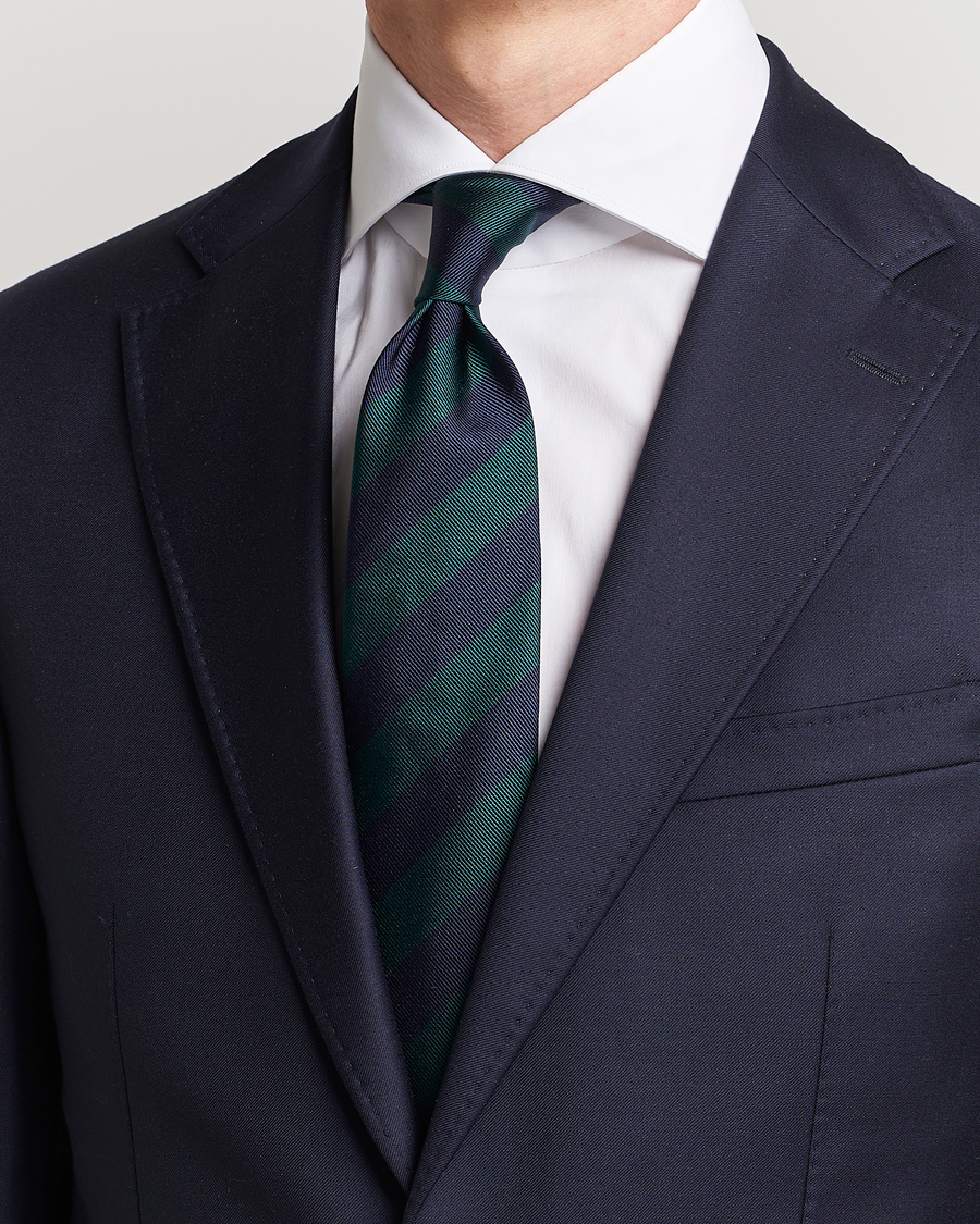 Amanda Christensen Regemental Stripe Classic Tie 8 cm Green/Navy