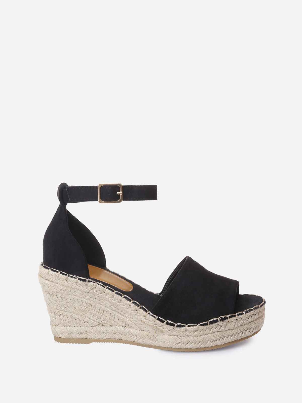 Sandales compensées avec cordage- Noir