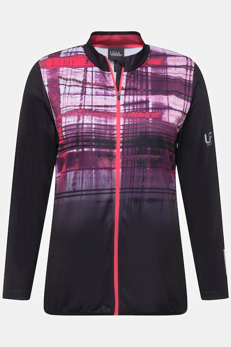 Radfahr-Trikot, Slim, Stehkragen, Langarm, Tasche