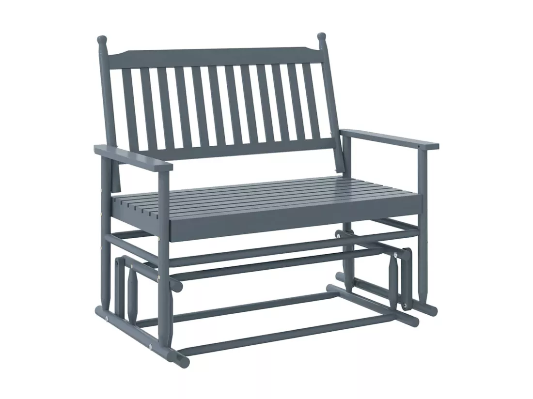 Banc balancelle gris 118x70x104,5 cm bois massif de peuplier