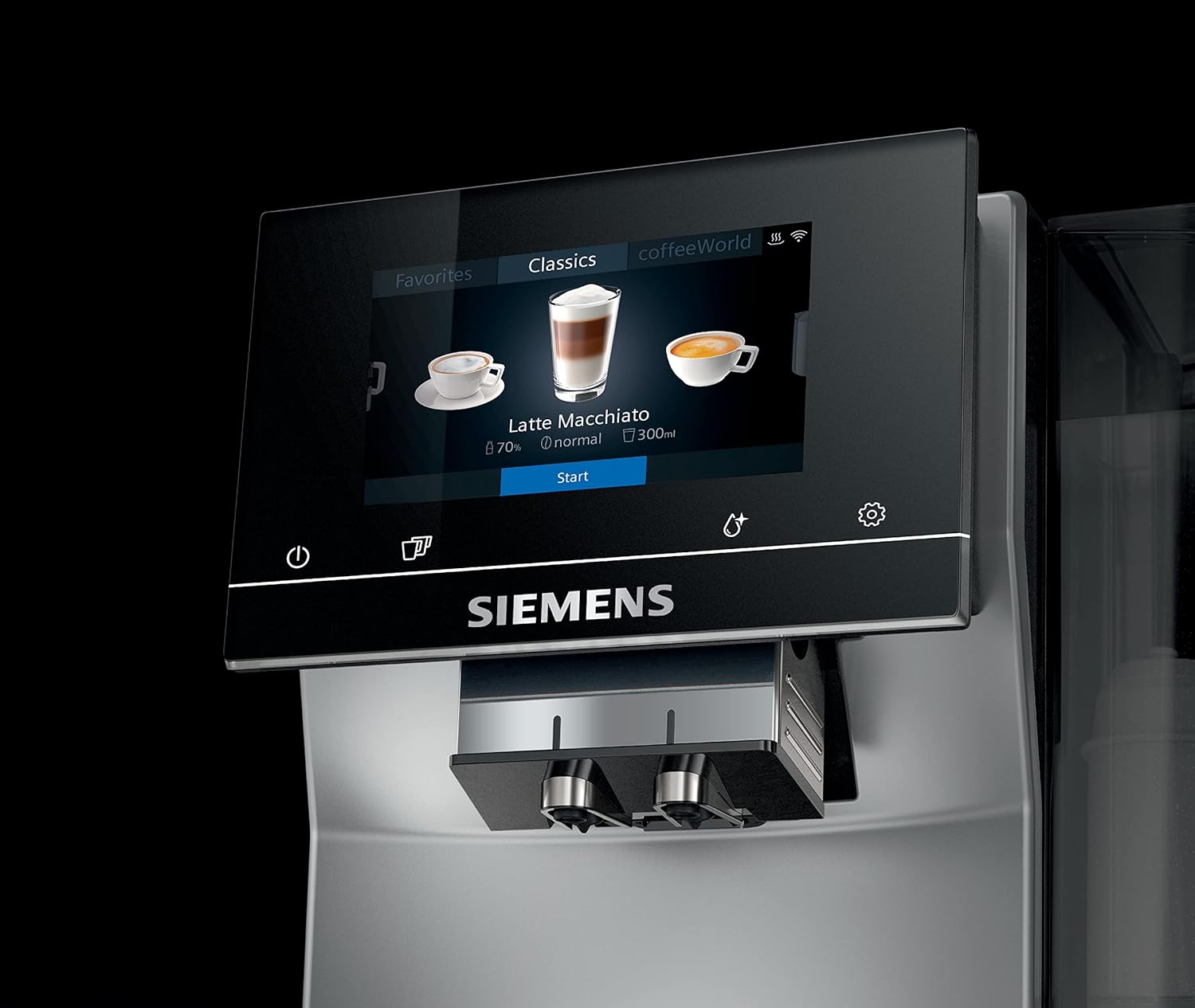 Siemens Electroménager Smart-Kaffeemaschine, EQ. 700, Display iSelect, CoffeeWorld, Cappuccinatore flexibel, Home Connect, Morgennebel, TP705R01 Classic