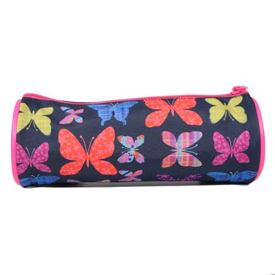 Trousse ronde Phileas Papillons - 1 compartiment - violet - Bagtrotter