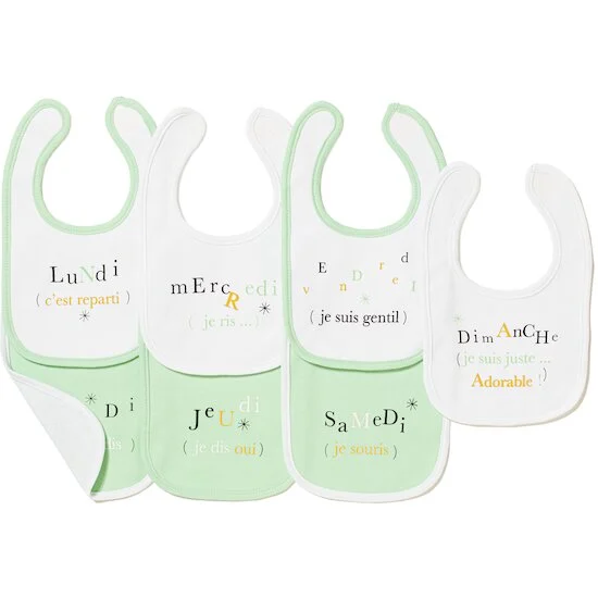 Lot de 7 bavoirs semainiers   blanc optique        de               Formula Baby