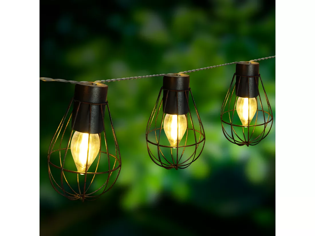 Guirlande cage 10 ampoules KENY Noir Acier 3.90M