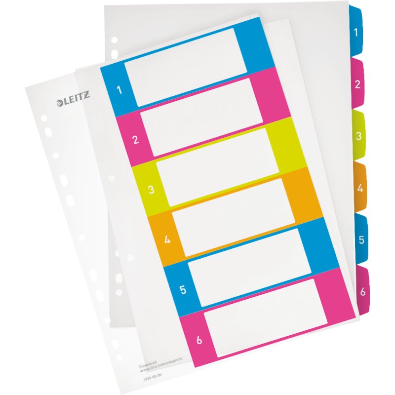 Intercalaires A4+ polypropylène Esselte WOW 6 onglets multicolores - 1 jeu