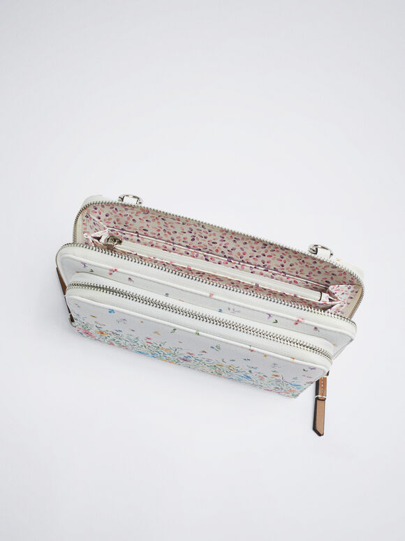 Bolsa com estampa floral - Off-White