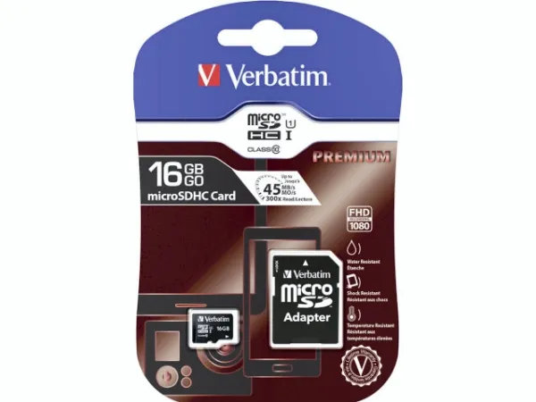 Verbatim - Flashhukommelseskort (microSDHC til SD adapter inkluderet) - 16 GB - Class 10 - microSDHC