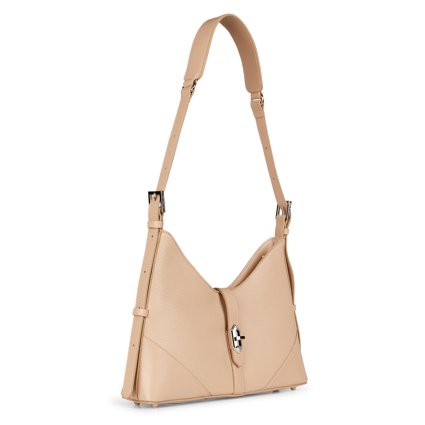 MILANO DELTA - Sac hobo en cuir grainé | Beige
