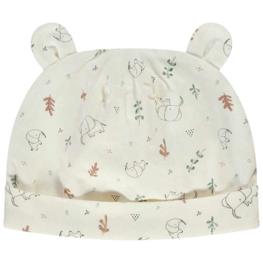 Ensemble 3 pièces motifs éléphant pour bébé garçon - Ecru