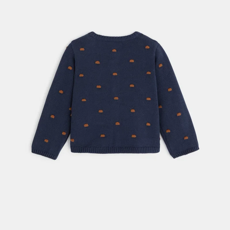 Gilet maille reliéfée pois bleu bébé fille Bleu