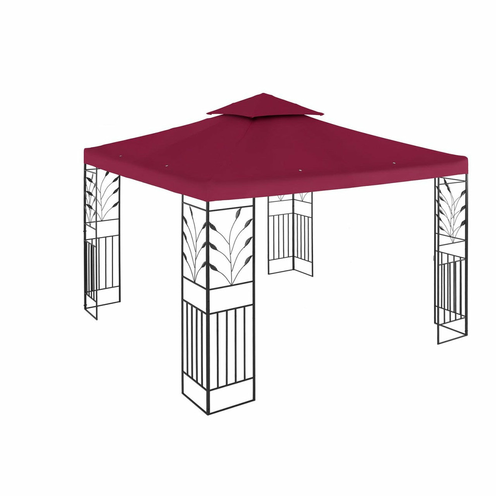 Pergola pavillon barnum tonnelle tente abri gazebo de jardin terrasse beige rouge vin - 3 x 3 m - 180 g/m²