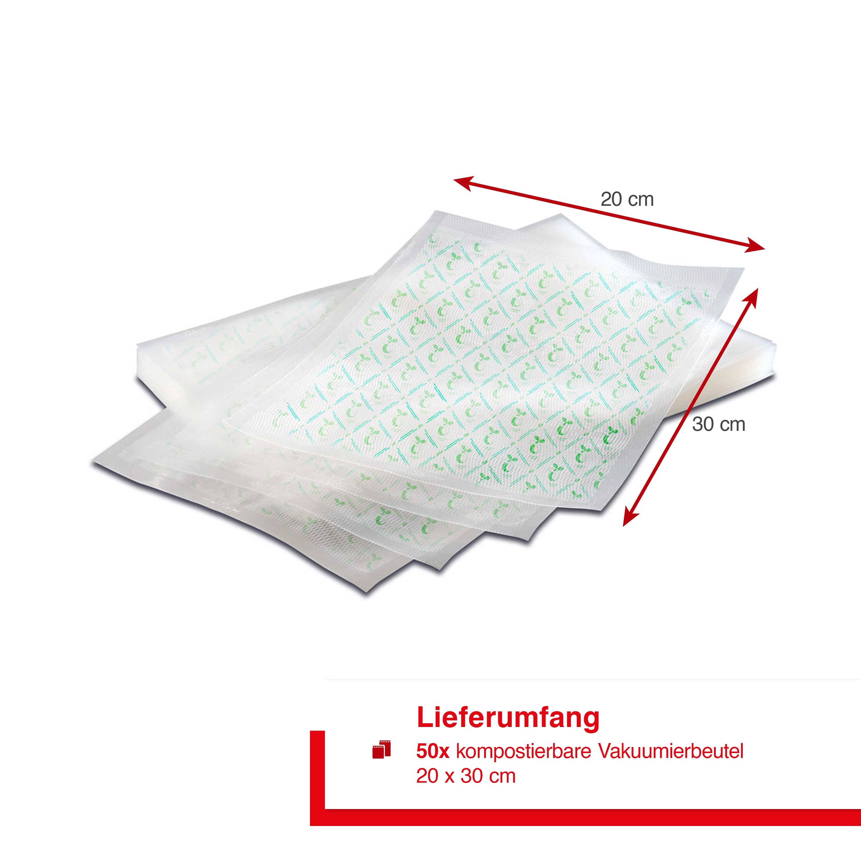 Solis kompostierbare Vakuumierbeutel 50 Stück, 20 x 30 cm, 160 µm