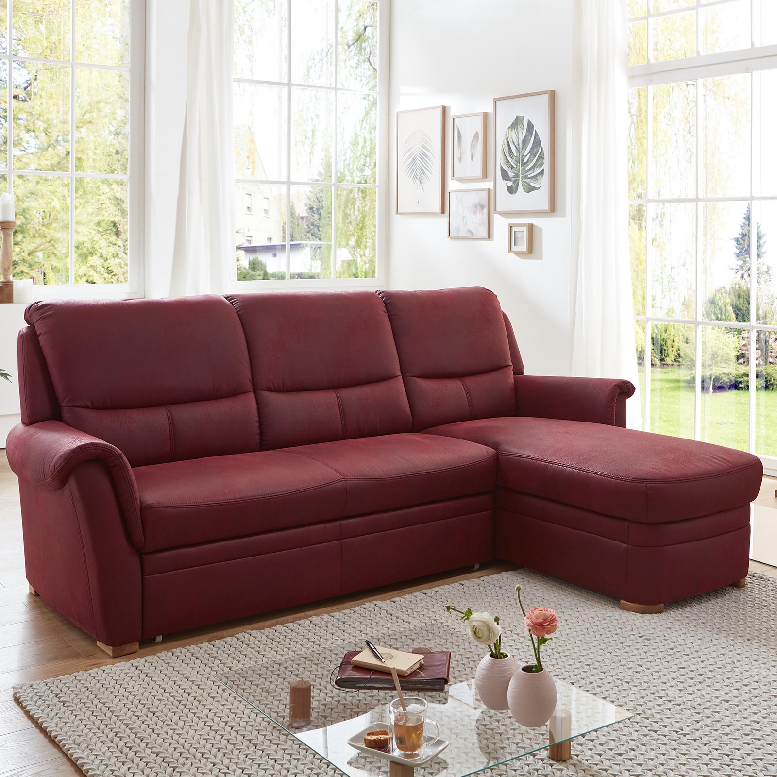 polsterpower Ecksofa - wine - Basismodell - Canapé rechts