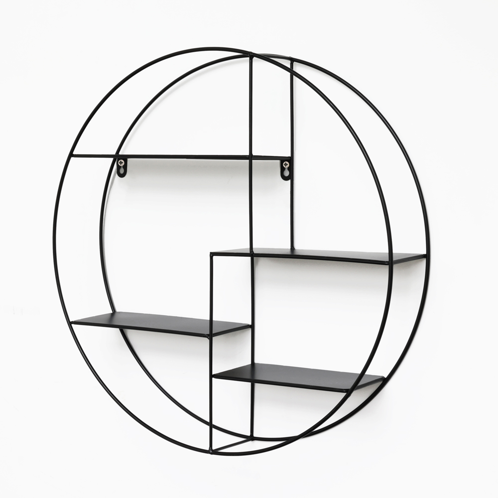 Etagère murale en métal noir avec 4 plaches - ronde - 50x10 cm