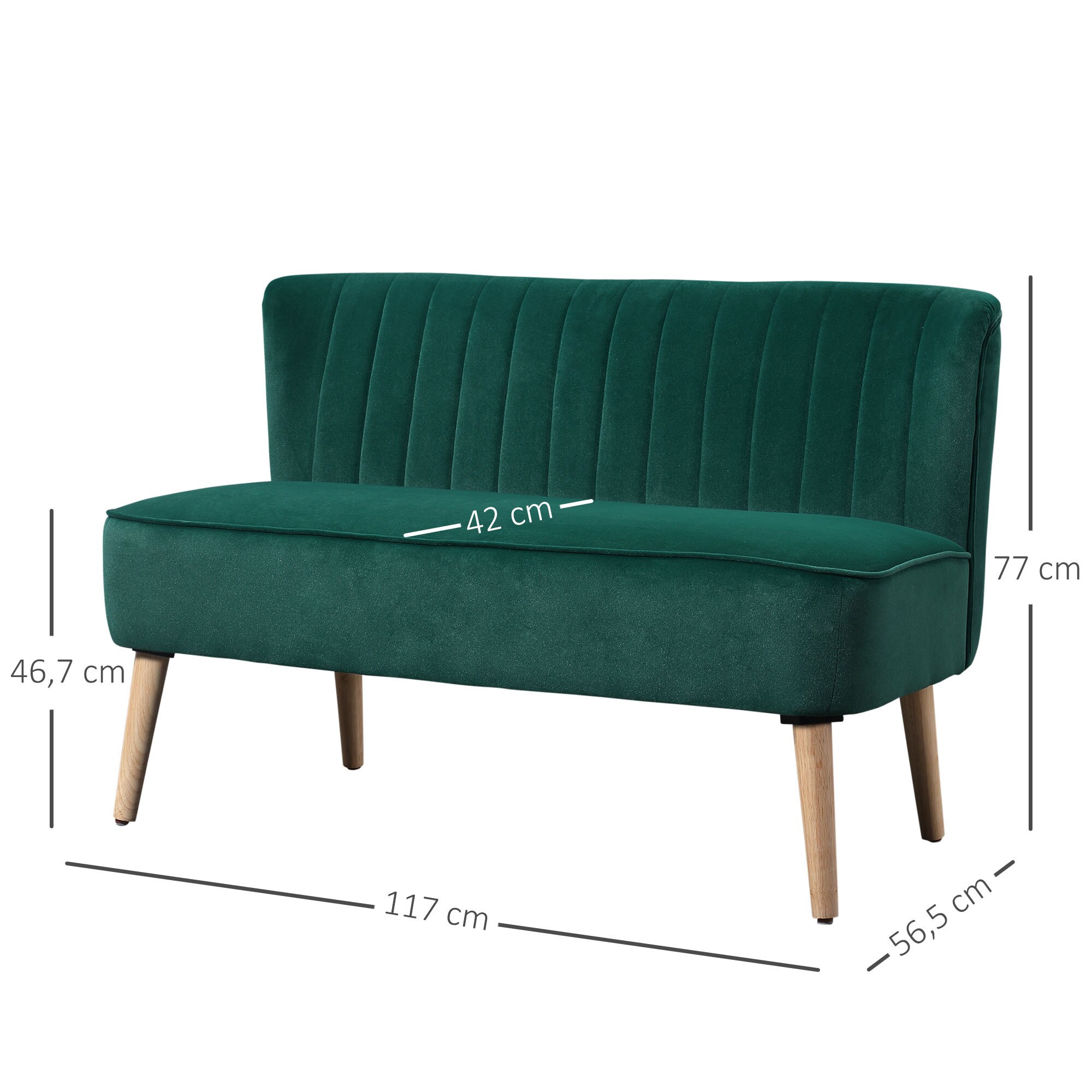 HOMCOM 2 Sitzer mit weicher Polsterung 117 x 56,5 x 77 cm (BxTxH)