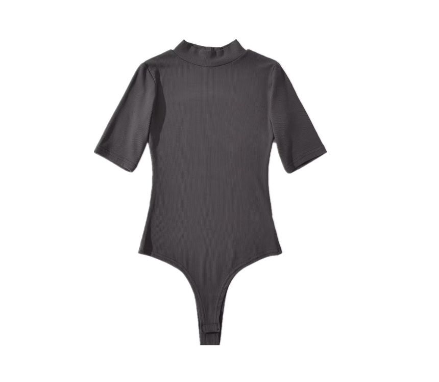 Hollahop - Bodytop met korte mouwen en mockneck, effen