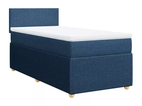 Sommier à lattes de lit avec matelas Bleu 90x190 cm Tissu