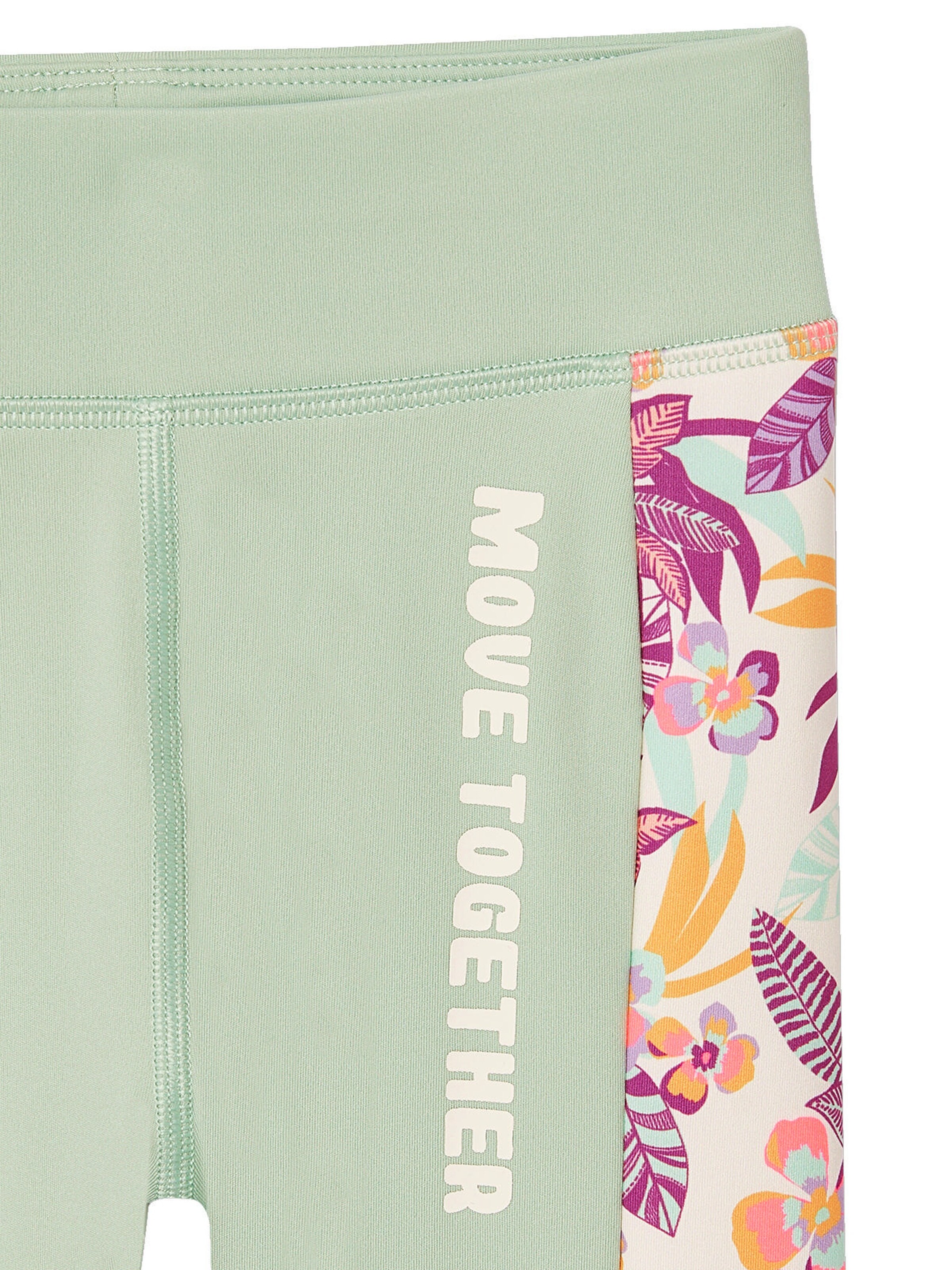 Vertbaudet Mädchen Sport-Tights mit Print-Streifen an der Seite salbeigrün