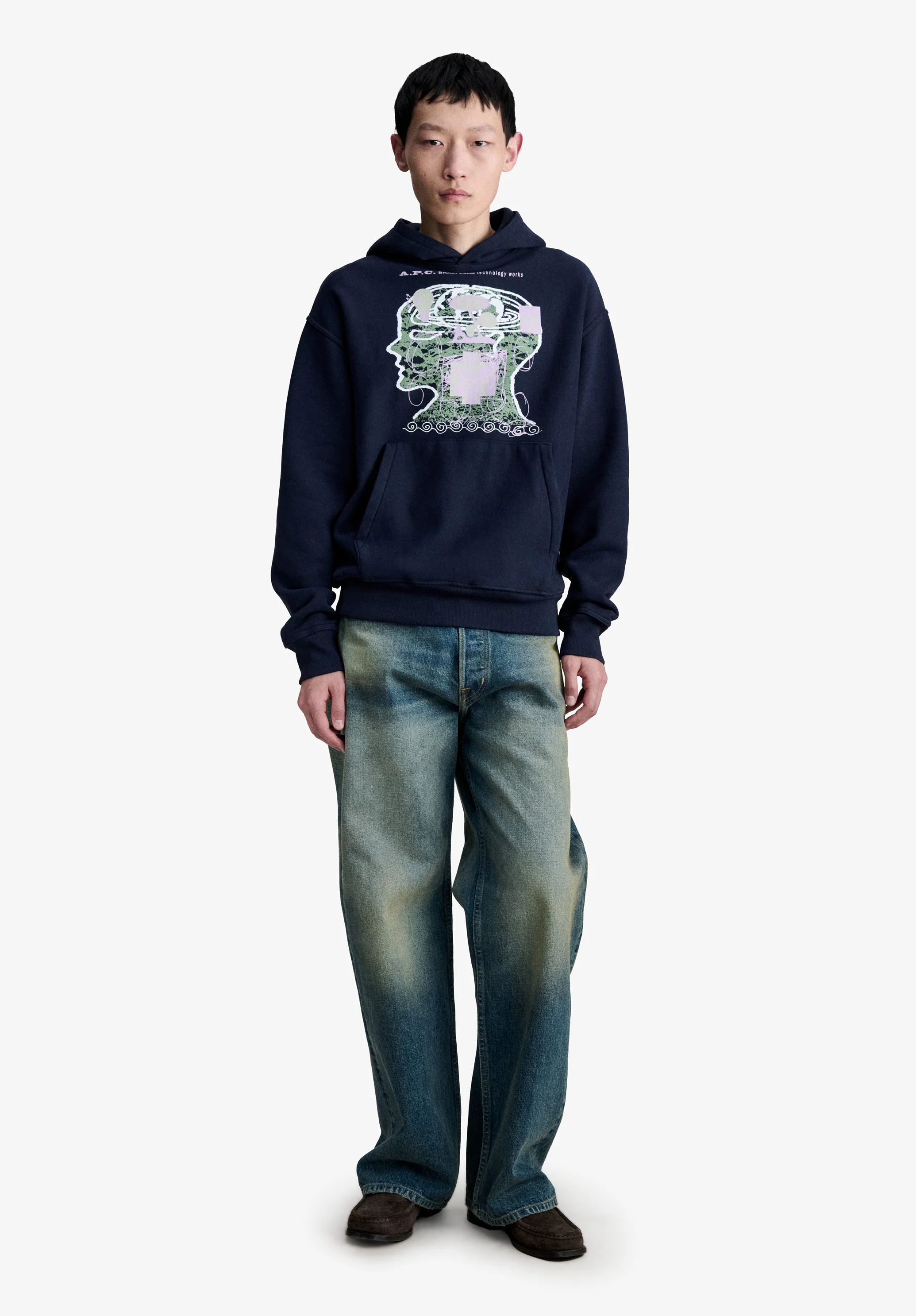 hoodie APC x BRAINDEAD 3 - Dark navy