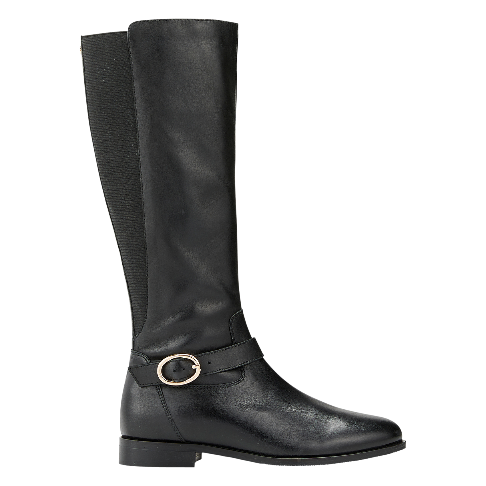 DALILA - Bottes cavalière plates en cuir | Noir